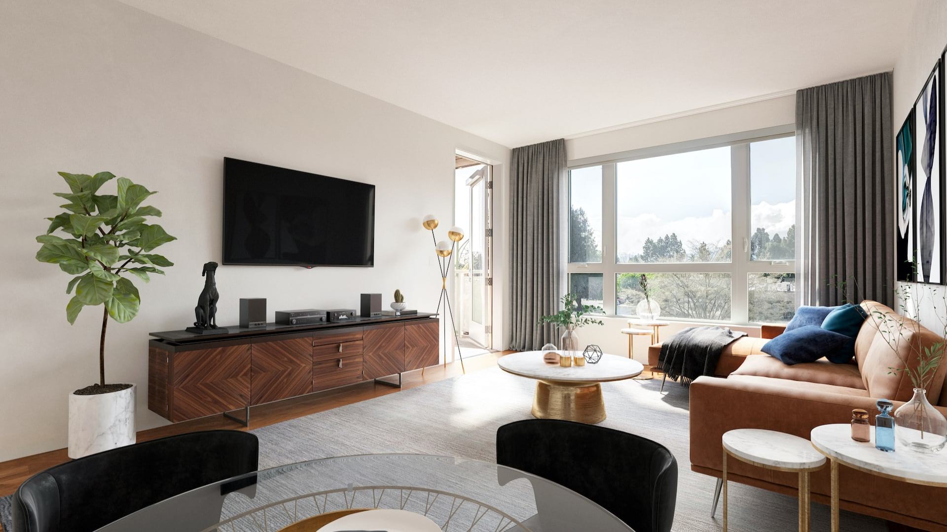 Living Room with large windows and natural light
