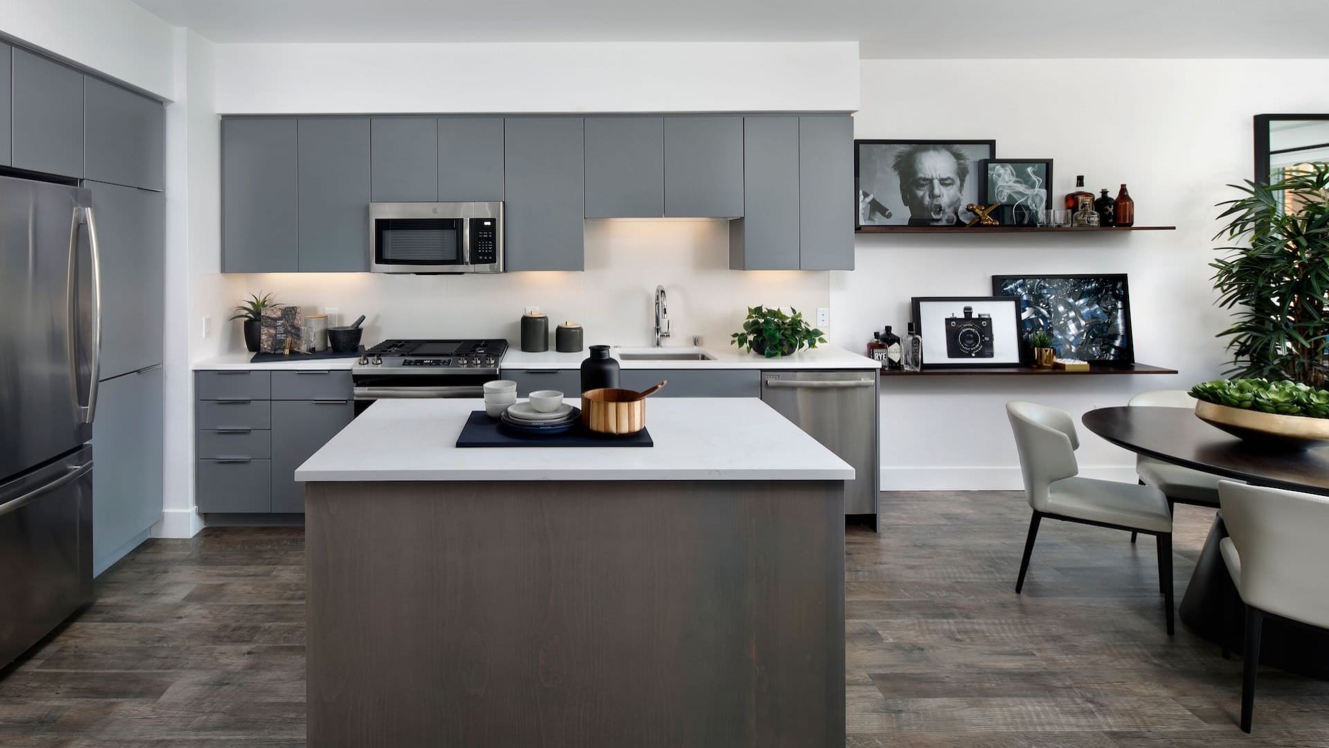 Kitchen with Grey Cabinets