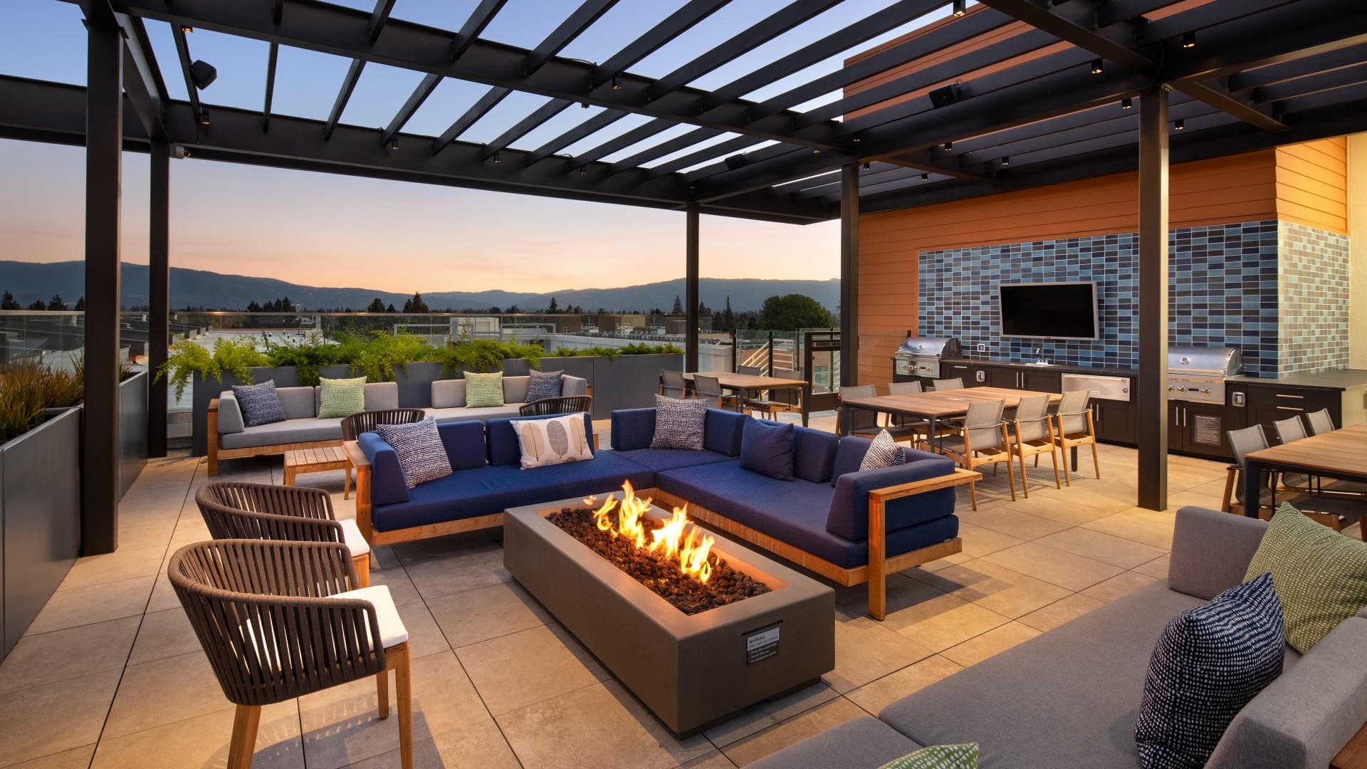 Roof Deck with TVs and Outdoor Kitchen