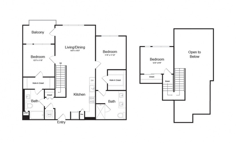 D1 3 Bed 2 Bath Floorplan