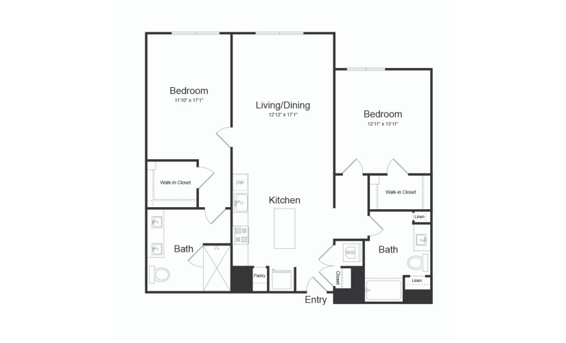 B4 2 Bed 2 Bath Floorplan