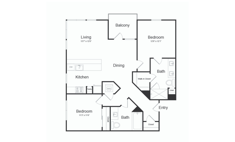 B5 2 Bed 2 Bath Floorplan